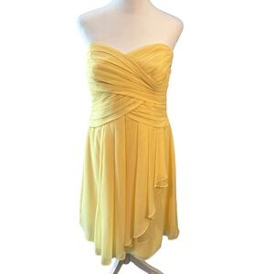 David’s Bridal yellow strapless knee length dress size 12